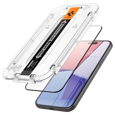 [Užsakomoji prekė] Apsauginis stikliukas iPhone 15 Plus (2vnt) - Spigen Glas.TR EZ FIT - Juodas 1