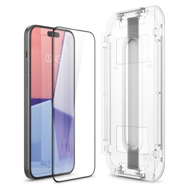 [Užsakomoji prekė] Apsauginis stikliukas iPhone 15 Plus (2vnt) - Spigen Glas.TR EZ FIT - Juodas 2