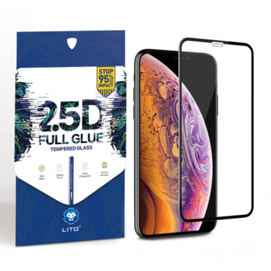 [Užsakomoji prekė] Apsauginis stikliukas iPhone 15 Plus - Lito 2.5D FullGlue Glass - Juodas