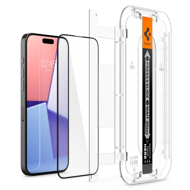 [Užsakomoji prekė] Apsauginis stikliukas iPhone 15 Pro (2vnt) - Spigen Glas.TR EZ FIT - Juodas 5