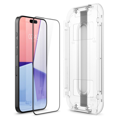 [Užsakomoji prekė] Apsauginis stikliukas iPhone 15 Pro Max (2vnt) - Spigen Glas.TR EZ FIT - Juodas 2