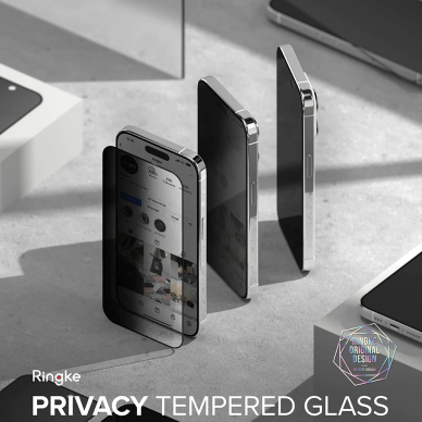 [Užsakomoji prekė] Apsauginis stikliukas iPhone 15 Pro - Ringke Cover Display TempeRaudonas Glass - Privacy 1