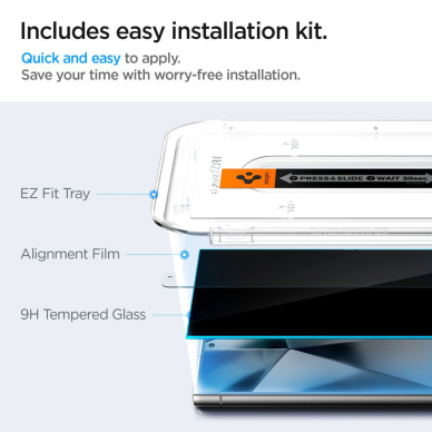 [Užsakomoji prekė] Apsauginis stikliukas Samsung Galaxy S24 Ultra (set 2) - Spigen Glas.tR EZ FIT - Privacy 4