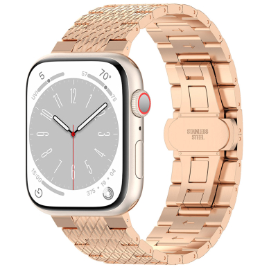 [Užsakomoji prekė] Apyrankė laikrodžiui Apple Watch 1/2/3/4/5/6/7/8/9/SE/SE 2/Ultra/Ultra 2 (42/44/45/49mm) - Techsuit Watchband (W052) - Rožino aukso spalvos 1