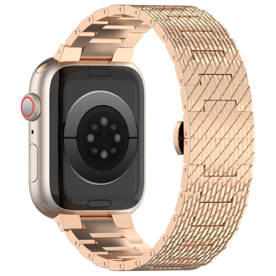 [Užsakomoji prekė] Apyrankė laikrodžiui Apple Watch 1/2/3/4/5/6/7/8/9/SE/SE 2/Ultra/Ultra 2 (42/44/45/49mm) - Techsuit Watchband (W052) - Rožino aukso spalvos 2