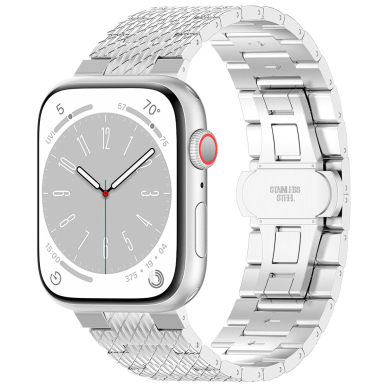 [Užsakomoji prekė] Apyrankė laikrodžiui Apple Watch 1/2/3/4/5/6/7/8/9/SE/SE 2/Ultra/Ultra 2 (42/44/45/49mm) - Techsuit Watchband (W052) - sidabrinis 1