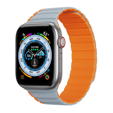 [Užsakomoji prekė] Apyrankė skirta Apple Watch 1/2/3/4/5/6/7/8/9/SE/SE 2 (38/40/41mm) - Dux Ducis LD Series - Pilka / Oranžinė