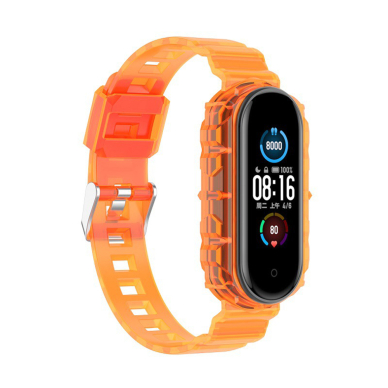 [Užsakomoji prekė] Apyrankė skirta Xiaomi Mi Band 5 / 5 NFC / 6 / 6 NFC / Amazfit Band 5 - Techsuit Watchband (W017) - Oranžinis 1