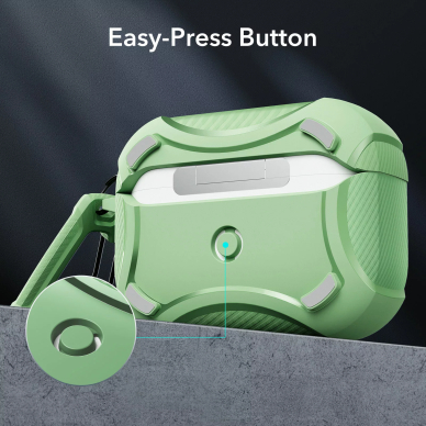 [Užsakomoji prekė] Dėklas Apple AirPods Pro 1/2 - ESR Cyber Armor Tough HaloLock - Light Green 1