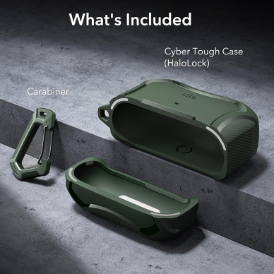 [Užsakomoji prekė] Dėklas Apple AirPods Pro 1/2 - ESR Cyber Armor Tough HaloLock - Light Green 4