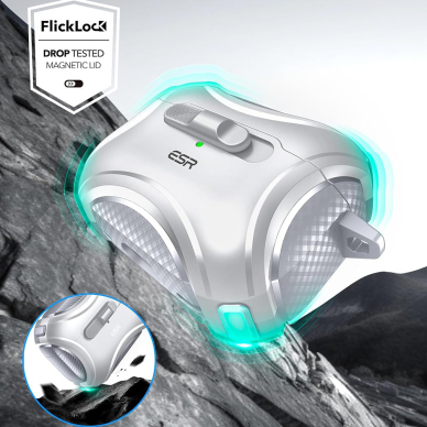 [Užsakomoji prekė] Dėklas Apple AirPods Pro 1/2 - ESR Cyber Magnetic Lock HaloLock - White 1