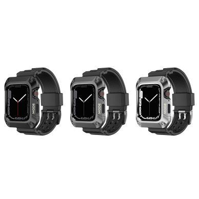 [Užsakomoji prekė] Dėklas Apple Watch 4 / 5 / 6 / SE / SE 2 (44mm) + Curea - Lito Metal RuggedArmor (LS002) - Juodas 5