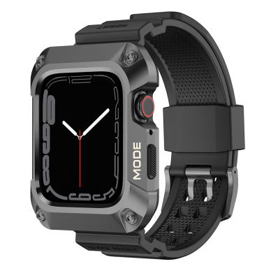 [Užsakomoji prekė] Dėklas Apple Watch 4 / 5 / 6 / SE / SE 2 (44mm) + Curea - Lito Metal RuggedArmor (LS002) - Pilkas 2