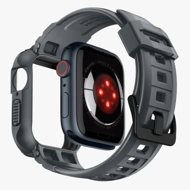 [Užsakomoji prekė] Dėklas Apple Watch 4 / 5 / 6 / SE / SE 2 / 7 / 8 / 9 (44mm/45mm) + Curea - Spigen Rugged Armor Pro - Tamsiai pilkas 1