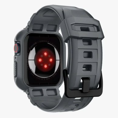 [Užsakomoji prekė] Dėklas Apple Watch 4 / 5 / 6 / SE / SE 2 / 7 / 8 / 9 (44mm/45mm) + Curea - Spigen Rugged Armor Pro - Tamsiai pilkas 3