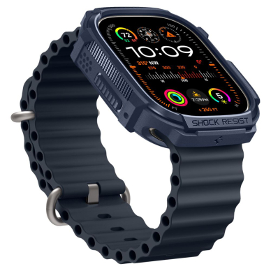 [Užsakomoji prekė] Dėklas Apple Watch Ultra / Ultra 2 - Spigen Rugged Armor - Mėlynas 4