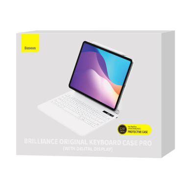 [Užsakomoji prekė] Dėklas iPad Pro 12.9 (2018/2020/2021/2022) - Baseus Brilliance Magnetic Keyboard Case Digital Display (ARJK010302) - White 6