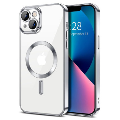 [Užsakomoji prekė] Dėklas iPhone 13 - Techsuit Luxury Crystal MagSafe - sidabrinis