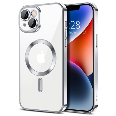 [Užsakomoji prekė] Dėklas iPhone 14 Plus - Techsuit Luxury Crystal MagSafe - sidabrinis