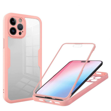 [Užsakomoji prekė] Dėklas iPhone 14 Pro + Folie - Techsuit ColorVerse 360 Series - rožinis