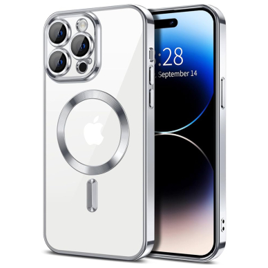 [Užsakomoji prekė] Dėklas iPhone 14 Pro Max - Techsuit Luxury Crystal MagSafe - sidabrinis