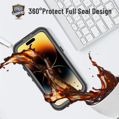 [Užsakomoji prekė] Dėklas iPhone 14 Pro - ShellBox Waterproof IP68 Case - Juodas 2