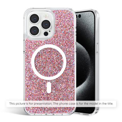 [Užsakomoji prekė] Dėklas iPhone 14 - Techsuit Sparkly Glitter MagSafe - rožinis