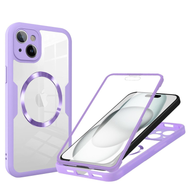 [Užsakomoji prekė] Dėklas iPhone 15 + Cover - Techsuit ColorVerse 360 MagSafe MagSafe Series - violetinis