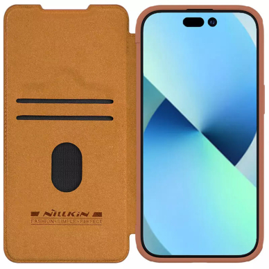 [Užsakomoji prekė] Dėklas iPhone 15 Plus - Nillkin QIN Pro Leather Case - Brown 1