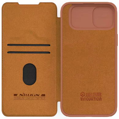 [Užsakomoji prekė] Dėklas iPhone 15 Plus - Nillkin QIN Pro Leather Case - Brown 5