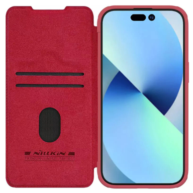 [Užsakomoji prekė] Dėklas iPhone 15 Plus - Nillkin QIN Pro Leather Case - Raudonas 1