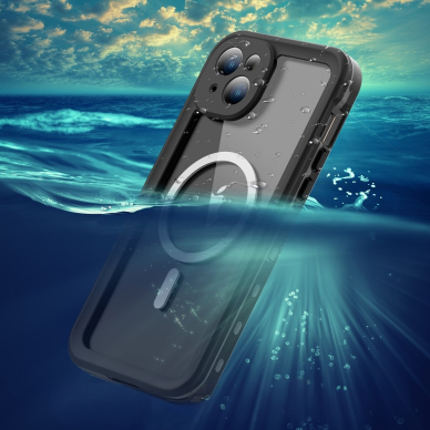 [Užsakomoji prekė] Dėklas iPhone 15 Plus - ShellBox Waterproof IP68 MagSafe Case - Juodas 2