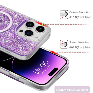 [Užsakomoji prekė] Dėklas iPhone 15 Plus - Techsuit Sparkly Glitter MagSafe - mėlynas 1