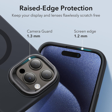 [Užsakomoji prekė] Dėklas iPhone 15 Pro - ESR Cloud Soft HaloLock Kickstand - Juodas 6