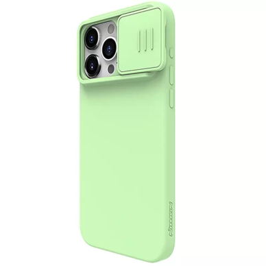 [Užsakomoji prekė] Dėklas iPhone 15 Pro Max - Nillkin CamShield Silky MagSafe Silicone - Mint Žalias 2