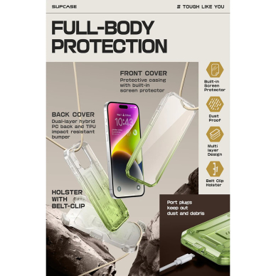 [Užsakomoji prekė] Dėklas iPhone 15 Pro Max - Supcase Unicorn Beetle Pro - Gradient Žalias 3