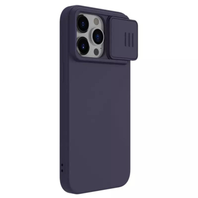 [Užsakomoji prekė] Dėklas iPhone 15 Pro - Nillkin CamShield Silky MagSafe Silicone - Dark Night Purple 4