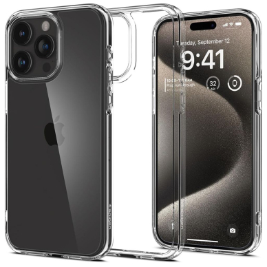 [Užsakomoji prekė] Dėklas iPhone 15 Pro - Spigen Ultra Hybrid - Skaidrus