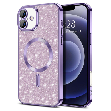 [Užsakomoji prekė] Dėklas iPhone 16 Plus - Techsuit Luxury Glitter MagSafe - violetinis