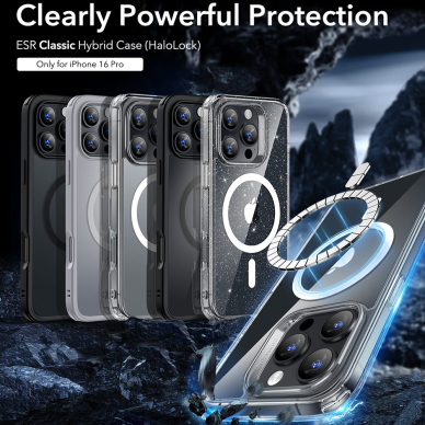 [Užsakomoji prekė] Dėklas iPhone 16 Pro - ESR Classic Classic Hybrid HaloLock - Frosted Clear 2