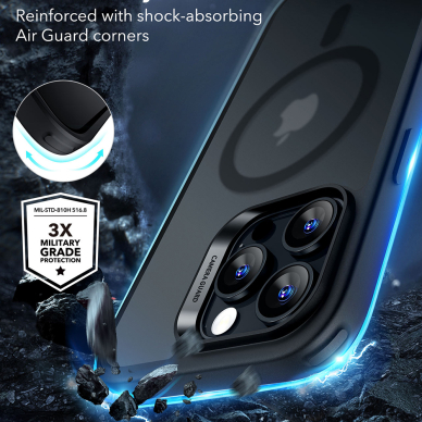 [Užsakomoji prekė] Dėklas iPhone 16 Pro - ESR Classic Hybrid HaloLock - Frosted Black 5