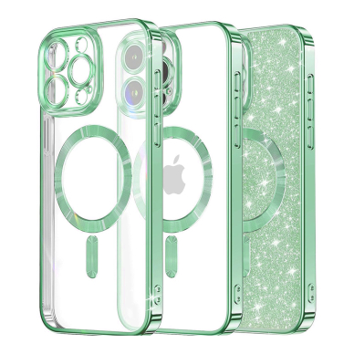 [Užsakomoji prekė] Dėklas iPhone 16 Pro Max - Techsuit Luxury Glitter MagSafe - Light Green