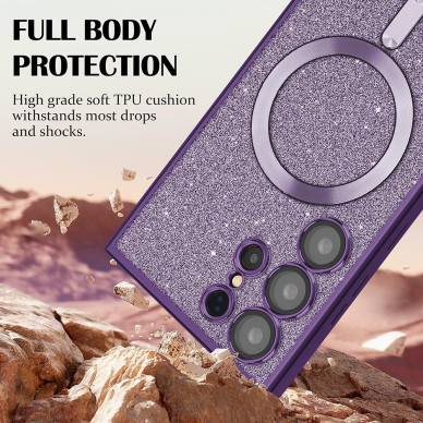 [Užsakomoji prekė] Dėklas iPhone 16 Pro Max - Techsuit Luxury Glitter MagSafe - violetinis 2