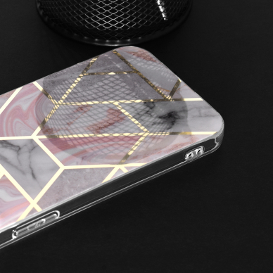 [Užsakomoji prekė] Dėklas iPhone 16 Pro Max - Techsuit Marble Series - Rožinis Hex 2