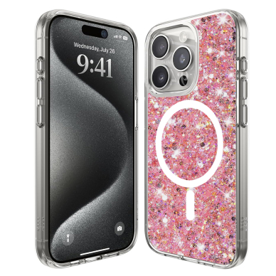 [Užsakomoji prekė] Dėklas iPhone 16 Pro Max - Techsuit Sparkly Glitter - rožinis