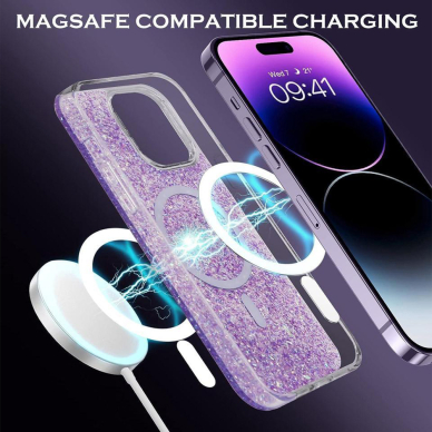 [Užsakomoji prekė] Dėklas iPhone 16 Pro Max - Techsuit Sparkly Glitter - violetinis 2