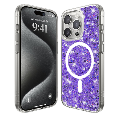 [Užsakomoji prekė] Dėklas iPhone 16 Pro Max - Techsuit Sparkly Glitter - violetinis