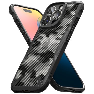 [Užsakomoji prekė] Dėklas iPhone 16 Pro - Ringke Fusion X Design - Camo Black 2