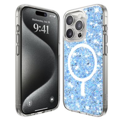 [Užsakomoji prekė] Dėklas iPhone 16 Pro - Techsuit Sparkly Glitter - mėlynas