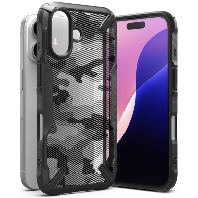 [Užsakomoji prekė] Dėklas iPhone 16 - Ringke Fusion X Design - Camo Black 3